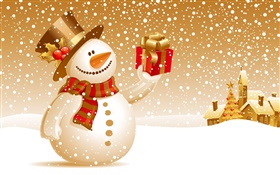 Muñeco de nieve, regalos, Navidad temáticas fotos HD fondos de pantalla