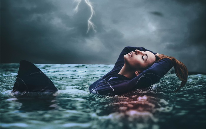 Amy Spanos, muchacha en agua, tormenta Fondos de pantalla, imagen