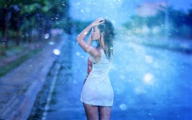 Asia chica, calle, lluvia HD fondos de pantalla