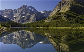 Canadá paisaje, lago, montañas, bosques, agua reflexión