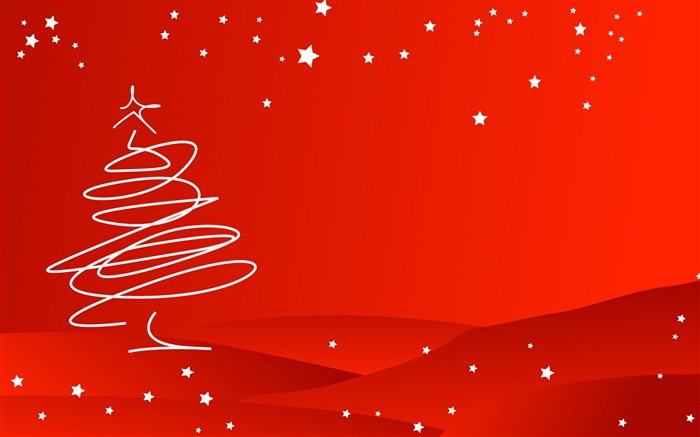 Tema de Navidad, estilo simple, árbol, fondo rojo Fondos de pantalla, imagen