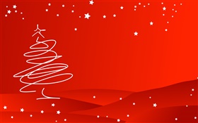 Tema de Navidad, estilo simple, árbol, fondo rojo