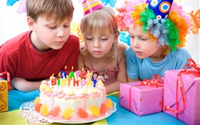 Los niños lindos, celebración de cumpleaños HD fondos de pantalla
