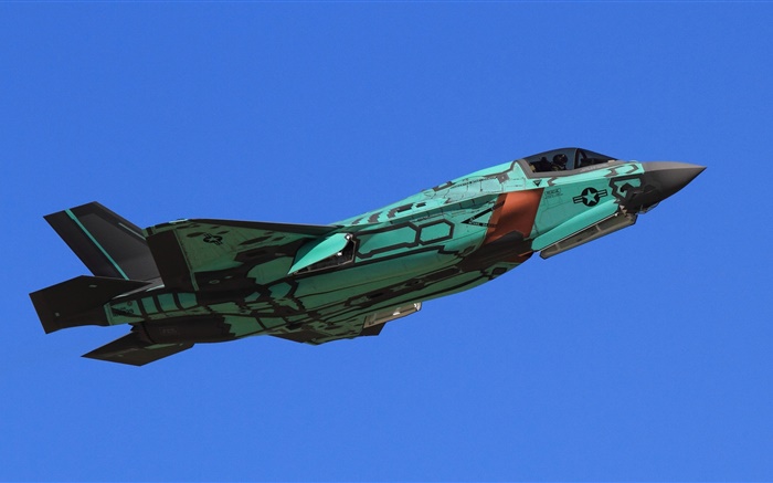 Vuelo de combate F-35A Lightning II en el cielo Fondos de pantalla, imagen