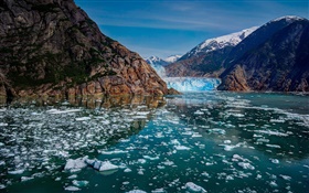Parque Nacional Glacier Bay, Alaska, EE.UU., montañas, glaciares, hielo, lago HD fondos de pantalla