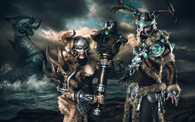 Guild Wars, vikingos, la mujer y el hombre HD fondos de pantalla