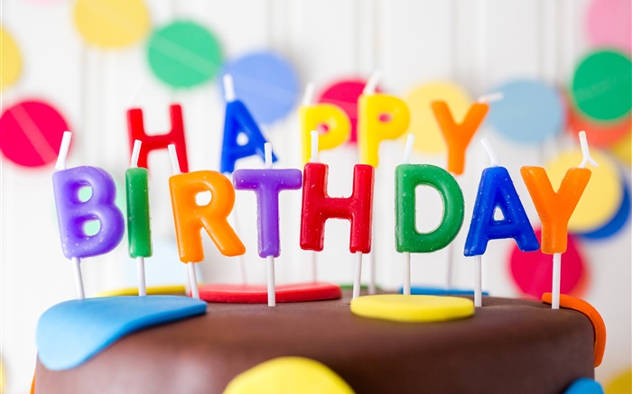 Cumpleaños, velas, torta, cartas de colores felices Fondos de pantalla, imagen