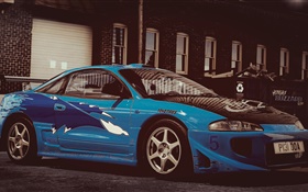 Mitsubishi eclipse, coche azul carrera
