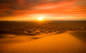 Marruecos, el desierto del Sahara, arena, puesta del sol