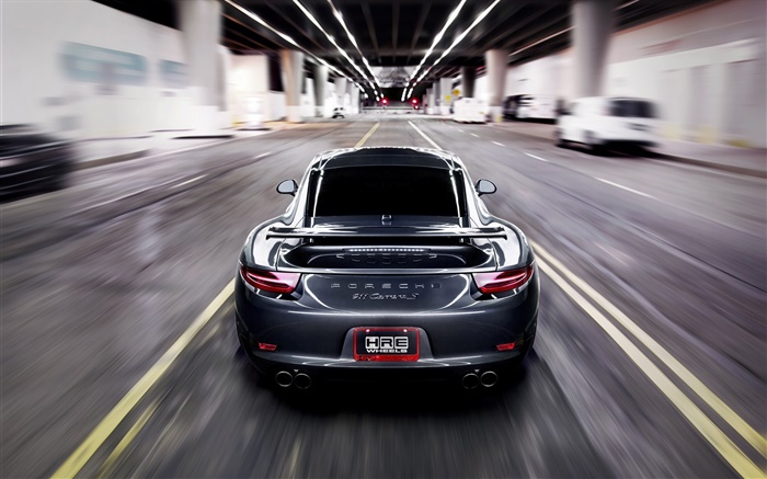 Porsche 911 Carrera S gris coche, la velocidad, la falta de definición Fondos de pantalla, imagen