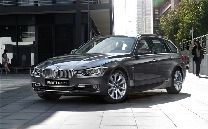 2015 BMW 3 series automóvil gris vista frontal Fondos de pantalla, imagen