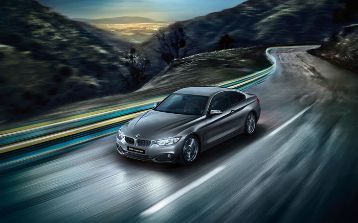 2015 BMW serie 4 del coche F32 velocidad, carreteras, luces Fondos de pantalla, imagen