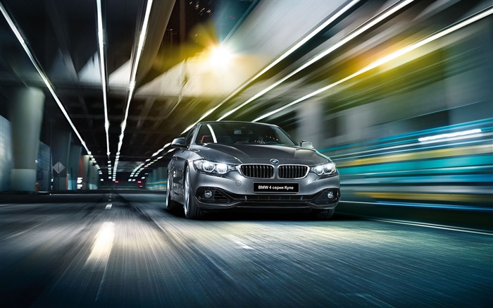 2015 BMW Serie 4 coche de plata F32, de alta velocidad, luz Fondos de pantalla, imagen