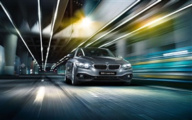 2015 BMW Serie 4 coche de plata F32, de alta velocidad, luz
