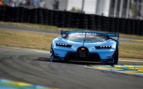 2015 Bugatti Vision Gran Turismo azul superdeportivo vista frontal
