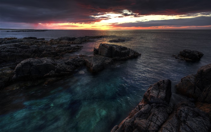 Donegal, Irlanda, mar, costa, amanecer, salida del sol, nubes Fondos de pantalla, imagen