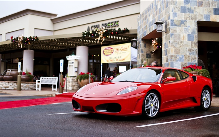 Ferrari F430 supercar rojo, calle Fondos de pantalla, imagen
