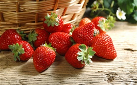 De fresas frescas, rojo, cesta HD fondos de pantalla