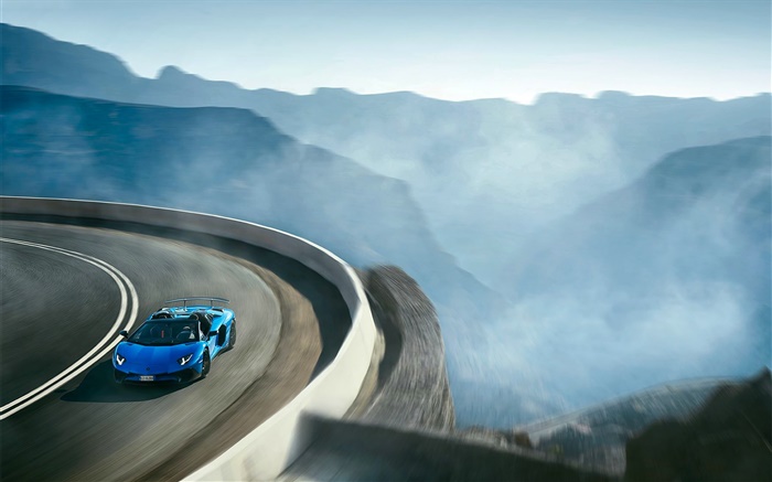 Lamborghini Aventador LP750-4 supercar azul, de alta velocidad Fondos de pantalla, imagen