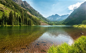EE.UU., Colorado, paisaje, montaña, bosque, lago, árboles HD fondos de pantalla