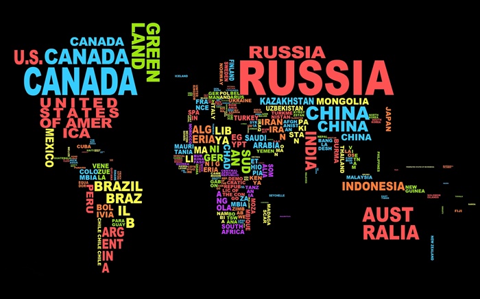 Mapa del mundo, países, texto, diseño creativo Fondos de pantalla, imagen