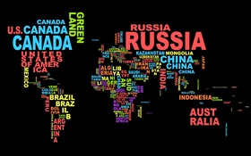 Mapa del mundo, países, texto, diseño creativo