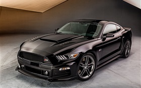 2015 Ford Mustang coche negro vista frontal HD fondos de pantalla