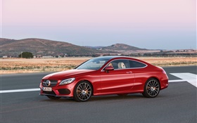 2015 coche rojo Mercedes-Benz AMG C205 HD fondos de pantalla
