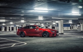 BMW M6 coche de color rojo en el estacionamiento HD fondos de pantalla