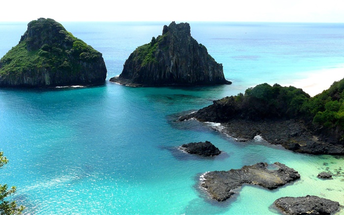 Mar, rocas, islas, cielo Fondos de pantalla, imagen