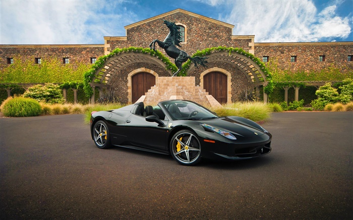 Ferrari Supercar negro, casa Fondos de pantalla, imagen