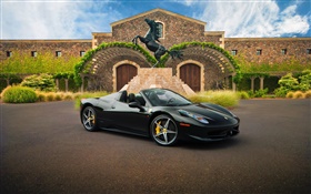 Ferrari Supercar negro, casa HD fondos de pantalla