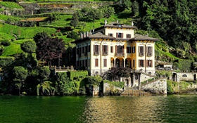 Italia, lago Como, casa, villa, ladera HD fondos de pantalla