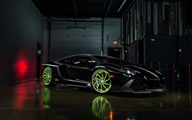 Lamborghini Aventador LP700-4 supercar negro, noche HD fondos de pantalla