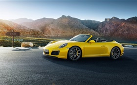 Porsche 911 Carrera supercar amarillo HD fondos de pantalla