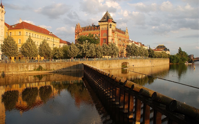 Praga, República Checa, palacio, río, casa Fondos de pantalla, imagen