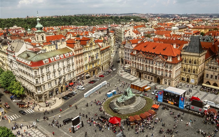 Praga, ciudad vieja, ciudad, casas, calle, gente Fondos de pantalla, imagen