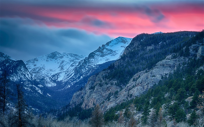 Parque Nacional de las Montañas Rocosas, Colorado, EE.UU., montañas, árboles Fondos de pantalla, imagen