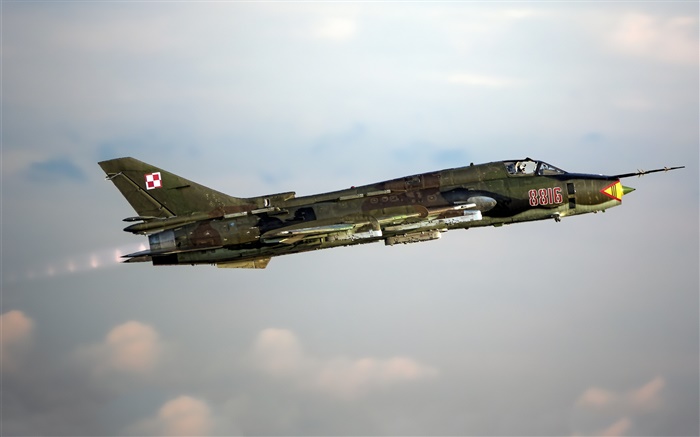 Su-22 de combate, bombardero, volando en el cielo Fondos de pantalla, imagen
