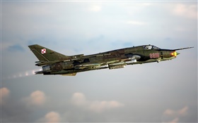 Su-22 de combate, bombardero, volando en el cielo HD fondos de pantalla