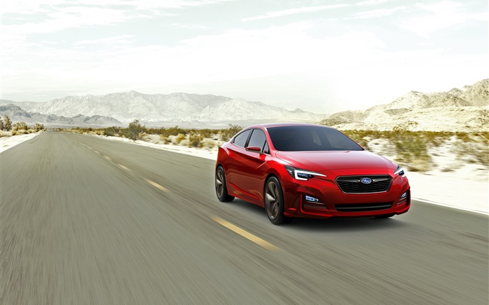 Subaru Impreza velocidad del coche rojo Fondos de pantalla, imagen