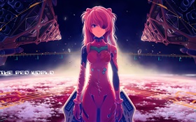 Neon Genesis Evangelion, Asuka Langley, vestido rojo chica de anime HD fondos de pantalla