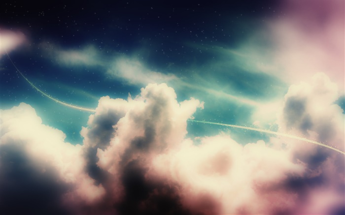 Cielo, nubes, Línea ligera, estrellas, diseño creativo Fondos de pantalla, imagen