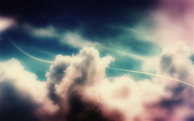 Cielo, nubes, Línea ligera, estrellas, diseño creativo HD fondos de pantalla