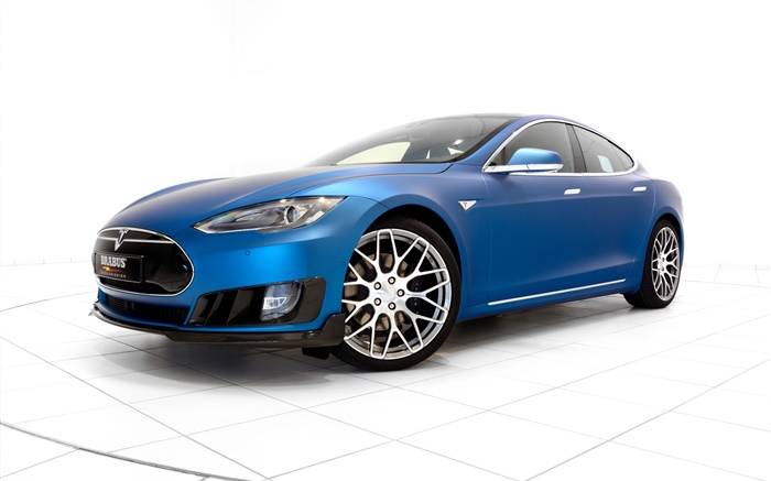coche eléctrico azul 2015 Brabus Tesla Model S Fondos de pantalla, imagen