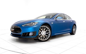 coche eléctrico azul 2015 Brabus Tesla Model S HD fondos de pantalla