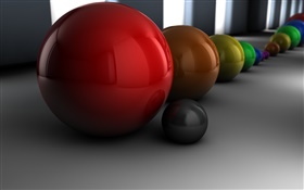 bolas de diferentes colores en 3D,