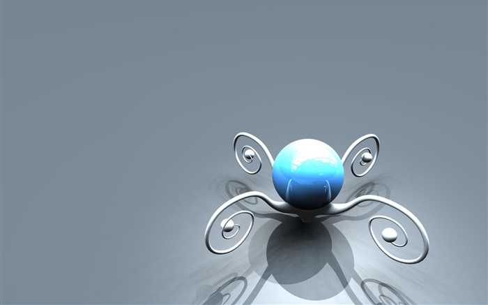 la flor 3D, la bola azul Fondos de pantalla, imagen