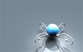 la flor 3D, la bola azul