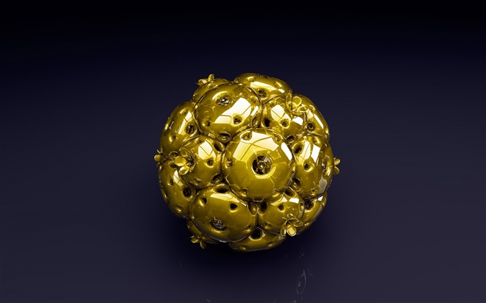 3D bola de oro, fondo negro Fondos de pantalla, imagen